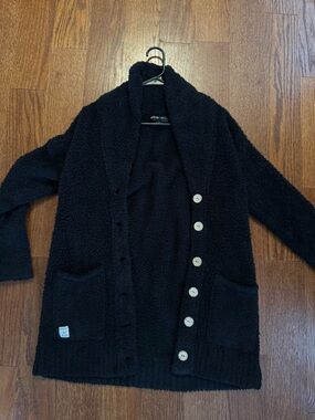 Barefoot Dreams Black Sherpa Knit Cardigan